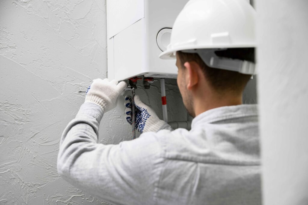 worker repairing water